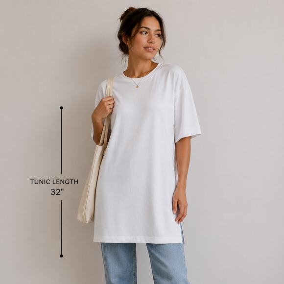 J. Jill Tops - J. Jill Luxe Supima Tunic Top Women's Size M Ballet Sleeve White NWT Minimalist